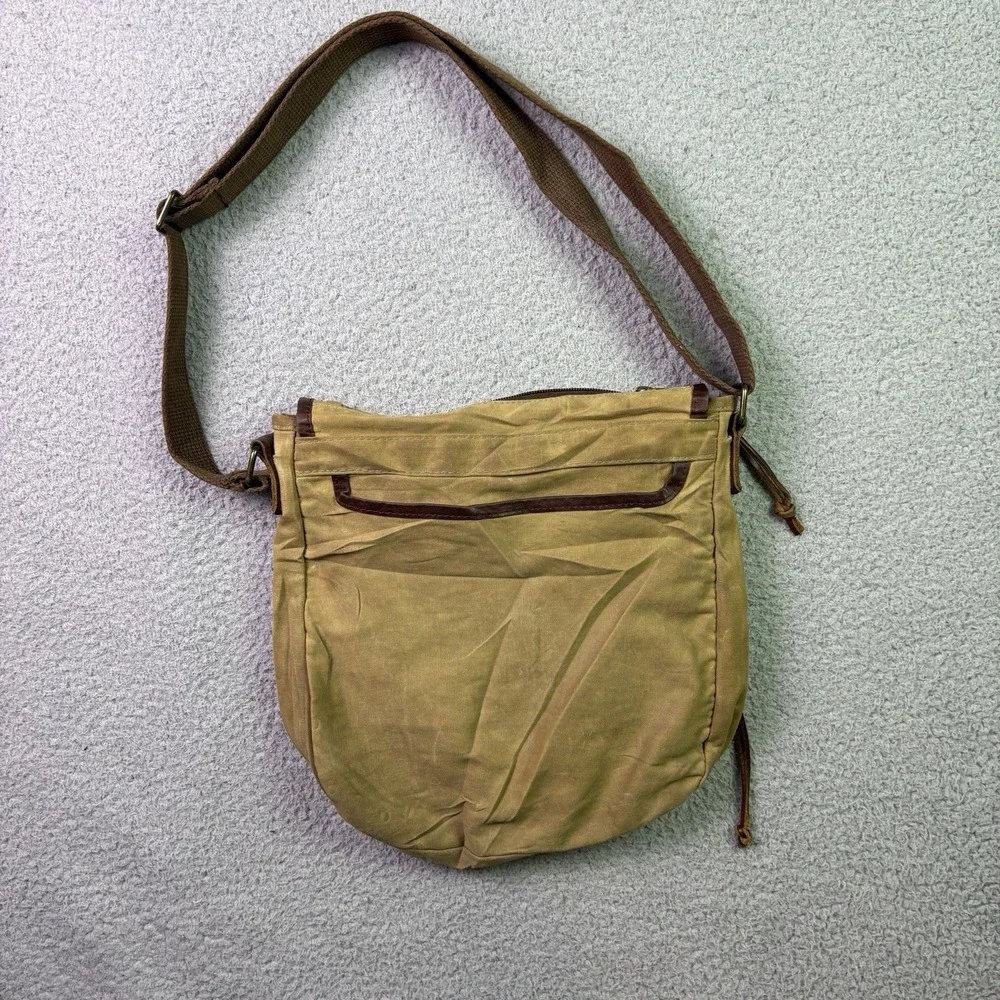 Duluth Trading Co Messenger Bag Mens Medium Green Oil Canvas Crossbody Organizer